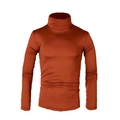 Detailed view of burnt orange slim fit turtleneck knit sweater with high-elastic fabric - Coffee
