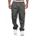 Pantaloni cargo uomo grigio scuro con multitasche e coulisse in vita, taglio dritto - L / grigio scuro