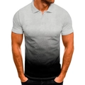 Detail of gray and black gradient polo shirt with ribbed cuffs and slim fit design - M / Light Gray Gradient