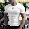 T-shirt de sport blanc ajusté pour hommes pour le fitness et l'entraînement musculaire - M / Blanc