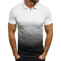 Close-up of men's polo shirt with black and white gradient and textured mesh fabric - 2XL / Black and White Gradient