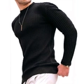 Maglione da uomo slim fit nero a maniche lunghe con trama a nido d'ape e girocollo - Taglia S / Nero