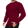 Sweat-shirt gaufré bordeaux pour hommes avec col rond et finitions en bord-côte - Bordeaux