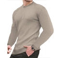 Sweatshirt homme marron clair texturé gaufré avec col rond et manches longues - Khaki
