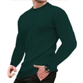 Sweat-shirt pour hommes en maille gaufrée vert foncé avec col rond et tissu texturé - Vert Foncé