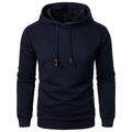 Detailed view of navy blue textured jacquard hoodie with diamond pattern and leather accents - XL / Navy Blue