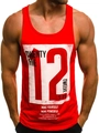 Détail du débardeur de sport rouge avec imprimé graphique blanc et slogan motivant - M / Rouge