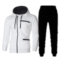 Survêtement homme avec sweat à capuche blanc zippé et pantalon de sport noir sobre - M / Blanc