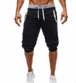Détail du short de sport ajusté pour hommes avec cordon de serrage gris à la taille - M / Noir
