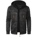 Chaqueta de punto con capucha para hombre en gris marengo con detalles naranja vivo - M / Negro y Gris