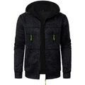 Chaqueta deportiva de hombre con capucha en gris oscuro y detalles en verde neón - M / Negro