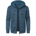 Chaqueta deportiva con capucha para hombre en azul jaspeado con detalles en verde neón - M / Azul Denim