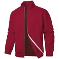 Men's burgundy stand-up collar jacket with quilted diamond pattern and full zip closure - Burgundy
