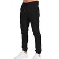 Men's black slim fit cargo jogger pants with side pockets and elastic drawstring waist - S / Black