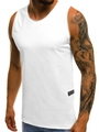 Camiseta de tirantes deportiva ajustada para hombre en algodón blanco transpirable - M / Blanco
