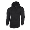 Felpa con cappuccio nera slim fit da uomo con maniche a coste e tasca a marsupio - M / Nero