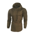 Felpa da uomo slim fit stile britannico con cappuccio verde militare e maniche a pieghe - M / Verde Militare