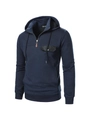 Dettaglio della trama trapuntata blu scuro e della tasca sul petto della felpa da uomo - S / Blu navy