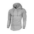Felpa con cappuccio grigia uomo stile British con maniche a pieghe e orlo curvo slim fit - M / Grigio chiaro