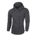 Slim fit dark gray hoodie with pleated sleeves and ripped distressed front details - Dark Gray
