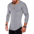 Dettaglio maglia grigia a maniche lunghe slim fit con trama a costine e orlo curvo irregolare - S / Grigio chiaro