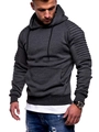 Detail van een donkergrijze hoodie met geribbelde raglanmouwen en een kangoeroezakje - M / donkergrijs