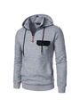 Detailansicht grauer Stepp-Hoodie mit Rautenmuster und schwarzer Brusttasche - Hellgrau
