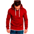 Sweat à capuche bordeaux pour hommes avec cordons blancs et poche kangourou - M / Bordeaux