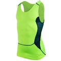 Men's compression sports tank top in fluorescent green with black mesh side panels - M / Fluorescent Green