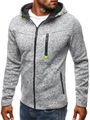 Detalle de sudadera con capucha gris jaspeado con cremallera negra y toques amarillo neón - S / Gris claro