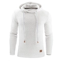 Dettaglio felpa con cappuccio uomo bianca con trama a nido d'ape ed etichetta in pelle - S / Bianco