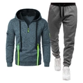 Détail de la texture chinée bleu foncé et de la fermeture éclair vert fluo du sweat - S / Bleu Denim Et Gris Profond