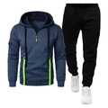 Ensemble de survêtement homme 2 pièces avec sweat à capuche bleu marine et pantalon noir - S / Haut Et Bas / Bleu Marine & Noir