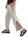 Detail of men's grey joggers featuring functional side snap buttons and white stripes - S / Light Gray