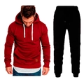 Vue détaillée du sweat à capuche bordeaux avec cordons blancs et bas de jogging noirs - S / Haut Et Bas / Bordeaux