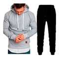 Ensemble de sport pour homme avec sweat à capuche gris et pantalon de jogging noir - S / Haut Et Bas / Gris clair
