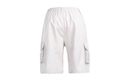 Detail view of men's cargo shorts featuring back utility pockets and elastic waistband - S / White