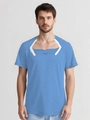 Detail of light blue adaptive shirt featuring snap button closures for post-surgery recovery - S / Blue