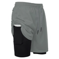 Detailansicht der 2-in-1 Laufshorts mit integrierter Handytasche an der Innenhose - S / Hellgrau