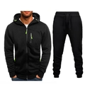 Dettaglio della tuta nera da uomo con cerniere e coulisse in verde neon vibrante - Perla Nera Con Nero