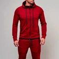 Survêtement de sport bordeaux pour homme avec veste à capuche et pantalon plissé - Bordeaux