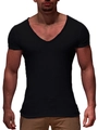 T-shirt da uomo nera slim fit con scollo a V profondo per lo sport e il tempo libero - M / Nero