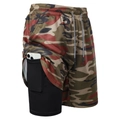 Detail der Herren Camouflage Laufshorts mit integrierter Handytasche und Mesh-Gewebe - S / Armeegrün Camouflage