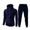 Survêtement de sport bleu marine pour homme avec veste à capuche en polaire et jogging - Marine