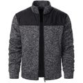 Detailaufnahme der Herren-Strickjacke mit gesteppten Schultern und Reißverschluss - S / Dunkelgrau