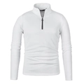 Men's white quarter-zip sweatshirt in ribbed knit fabric with stylish high collar design - S / Tops / White