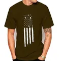 T-shirt homme marron olive avec imprimé graphique rétro du drapeau américain - S / Vert Militaire