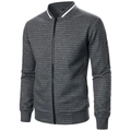 Détail d'une veste bomber matelassée grise avec col côtelé à rayures blanches et poche bras - Gris foncé