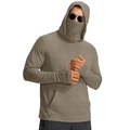Men's ice silk sun protection jacket with integrated face mask and thumb hole cuffs - Khaki