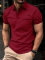 Polo da uomo slim fit rosso scuro con taschino sul petto e tessuto elasticizzato - M / Borgogna